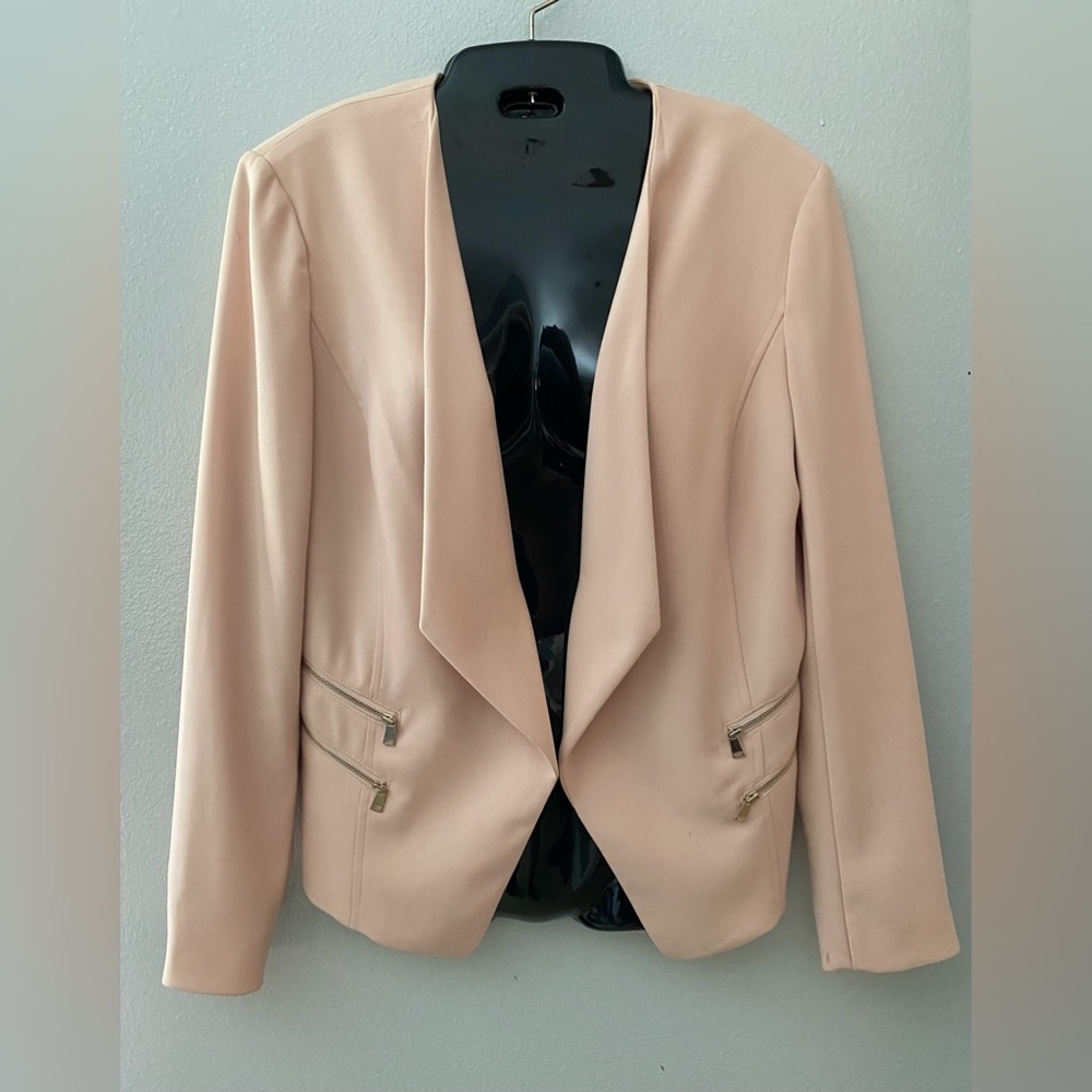 CACHE Open Front Draped Jacket Blazer Blush Pink Peach Sz 6 Sm/Md